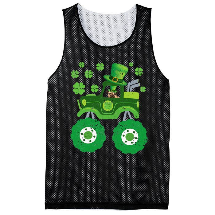 Leprechaun Monster Truck Pugs St Patricks Day Dog Lover Mesh Reversible Basketball Jersey Tank