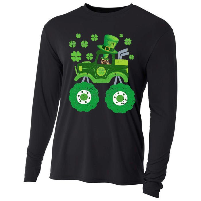 Leprechaun Monster Truck Pugs St Patricks Day Dog Lover Cooling Performance Long Sleeve Crew