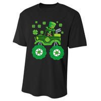 Leprechaun Monster Truck Pugs St Patricks Day Dog Lover Performance Sprint T-Shirt