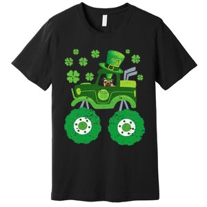 Leprechaun Monster Truck Pugs St Patricks Day Dog Lover Premium T-Shirt