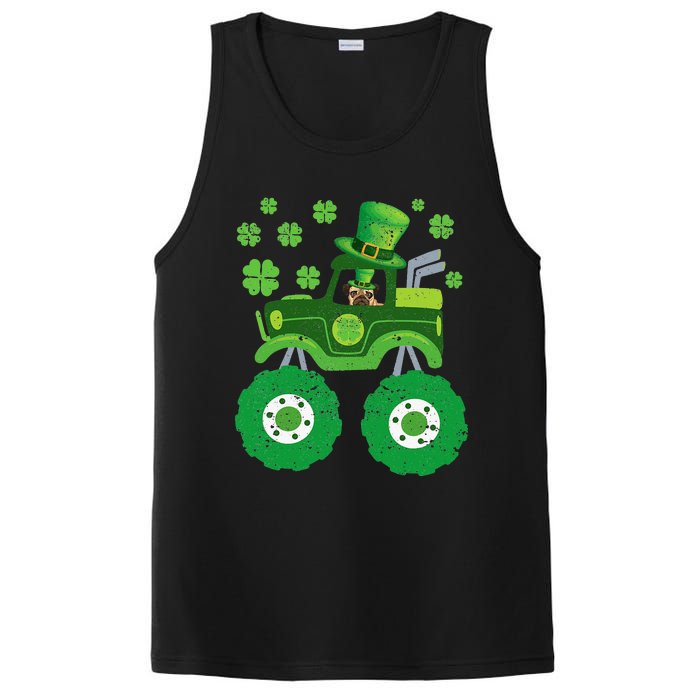 Leprechaun Monster Truck Pugs St Patricks Day Dog Lover PosiCharge Competitor Tank