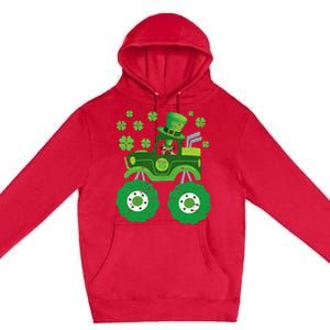 Leprechaun Monster Truck Pugs St Patricks Day Dog Lover Premium Pullover Hoodie