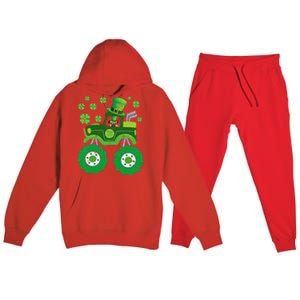 Leprechaun Monster Truck Pugs St Patricks Day Dog Lover Premium Hooded Sweatsuit Set