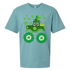 Leprechaun Monster Truck Pugs St Patricks Day Dog Lover Sueded Cloud Jersey T-Shirt