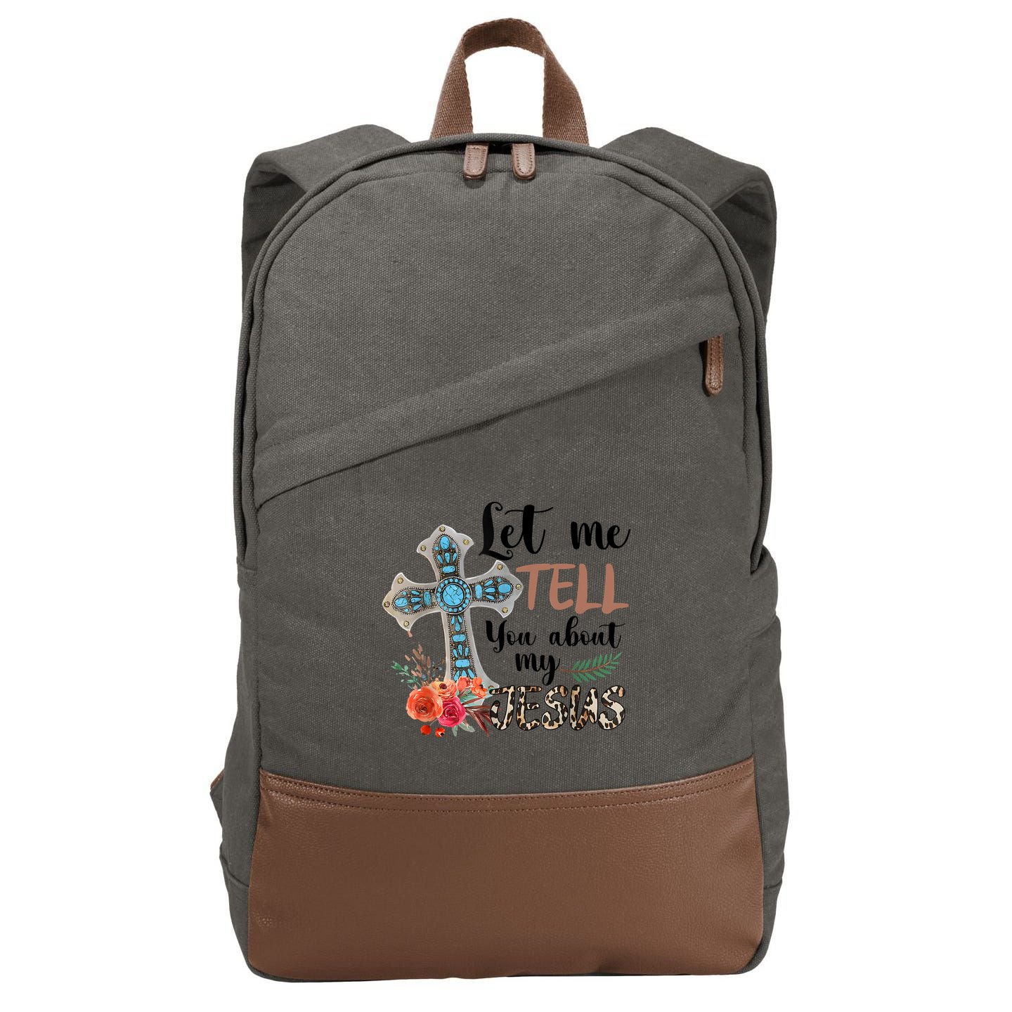 Let Me Tell You About My Jesus Christian Bible God Cotton Canvas Backpack