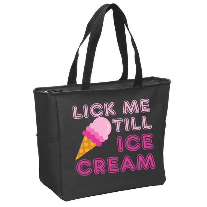 Lick Me Till Ice Cream Funny saying Zip Tote Bag