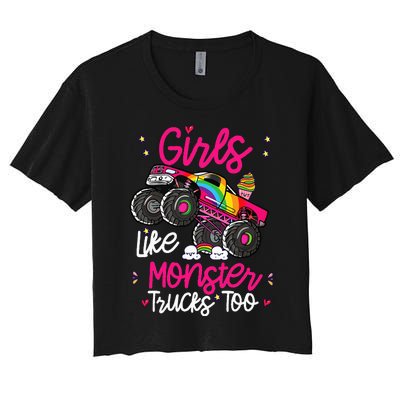 Like Monster Truck Too Pink Monster Truck  Women's Crop Top Tee