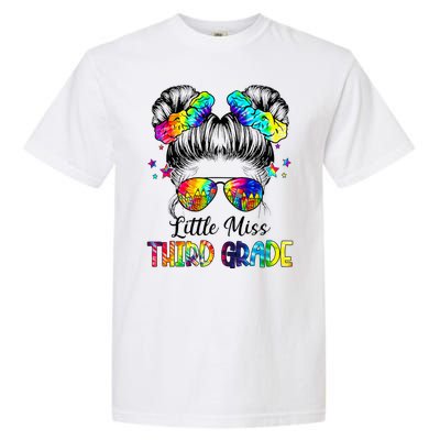 Little Miss Third Grade Messy Bun Back To School Garment-Dyed Heavyweight T-Shirt