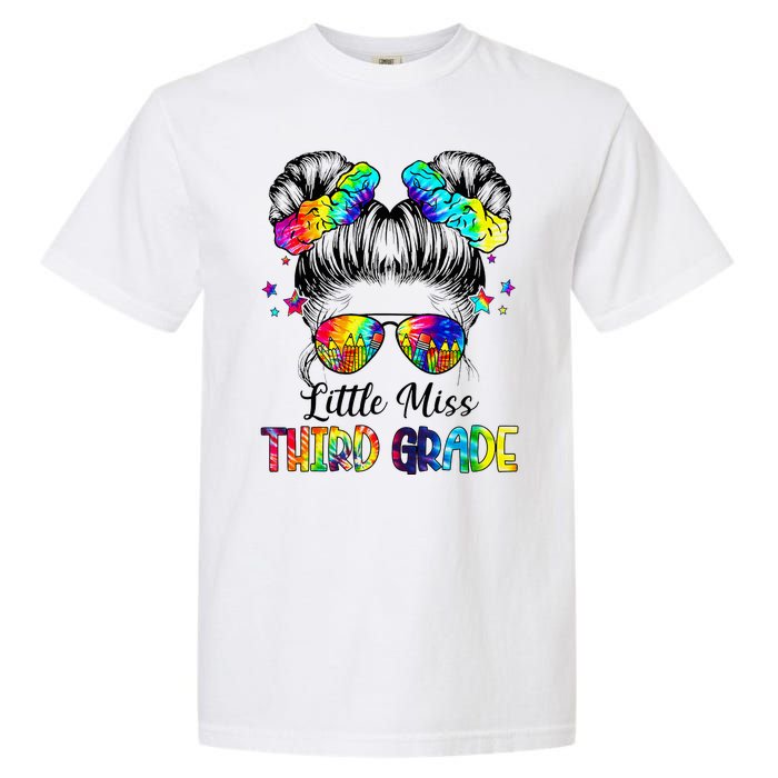 Little Miss Third Grade Messy Bun Back To School Garment-Dyed Heavyweight T-Shirt