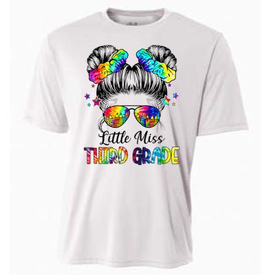 Little Miss Third Grade Messy Bun Back To School Cooling Performance Crew T-Shirt