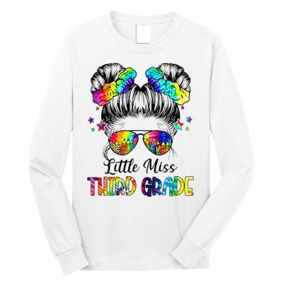 Little Miss Third Grade Messy Bun Back To School Long Sleeve Shirt