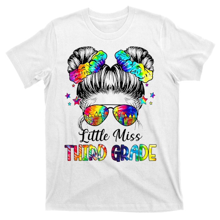 Little Miss Third Grade Messy Bun Back To School T-Shirt