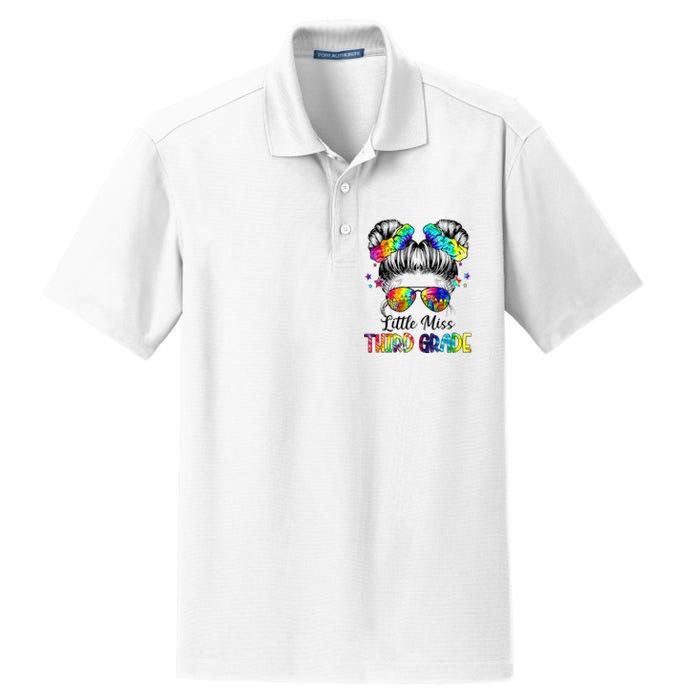 Little Miss Third Grade Messy Bun Back To School Dry Zone Grid Polo