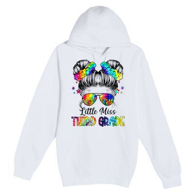 Little Miss Third Grade Messy Bun Back To School Premium Pullover Hoodie