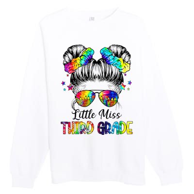 Little Miss Third Grade Messy Bun Back To School Premium Crewneck Sweatshirt