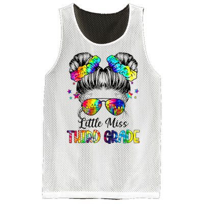 Little Miss Third Grade Messy Bun Back To School Mesh Reversible Basketball Jersey Tank