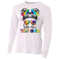 Little Miss Third Grade Messy Bun Back To School Cooling Performance Long Sleeve Crew