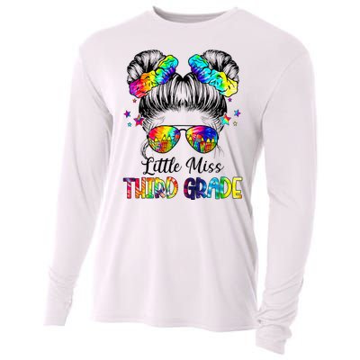 Little Miss Third Grade Messy Bun Back To School Cooling Performance Long Sleeve Crew