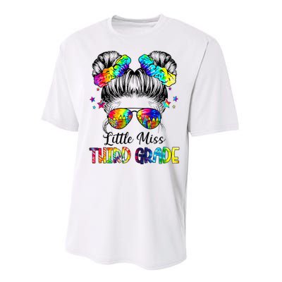 Little Miss Third Grade Messy Bun Back To School Performance Sprint T-Shirt