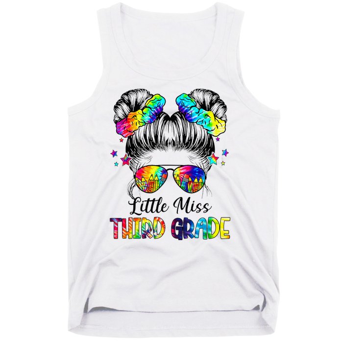 Little Miss Third Grade Messy Bun Back To School Tank Top