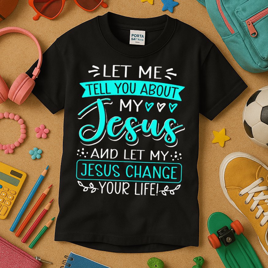 Let Me Tell You About My Jesus And Jesus Change Your Life Kids T-Shirt