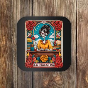 La Maestra Tarot Card Funny Spanish Teacher Mexican Skeleton Coaster