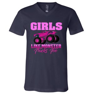 Like Monster Trucks Too V-Neck T-Shirt