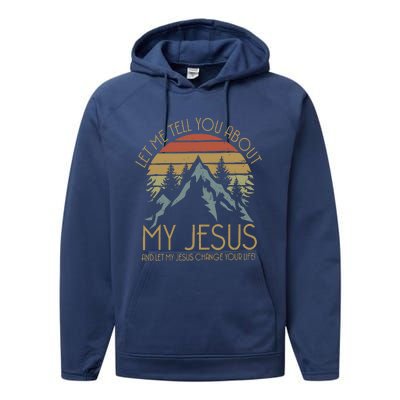 Let Me Tell You About MY JESUS Christian Inspiration vinatge Performance Fleece Hoodie