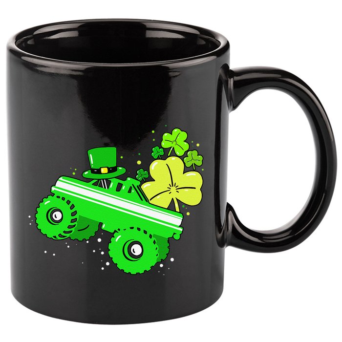 Leprechaun Monster Truck Shamrock St Patrick Day 11oz C Handle Ceramic Mug