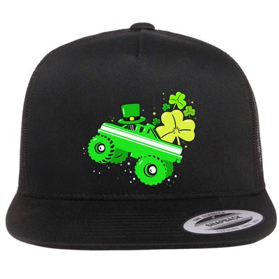 Leprechaun Monster Truck Shamrock St Patrick Day Flatbill Hat