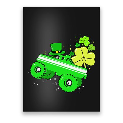 Leprechaun Monster Truck Shamrock St Patrick Day Poster
