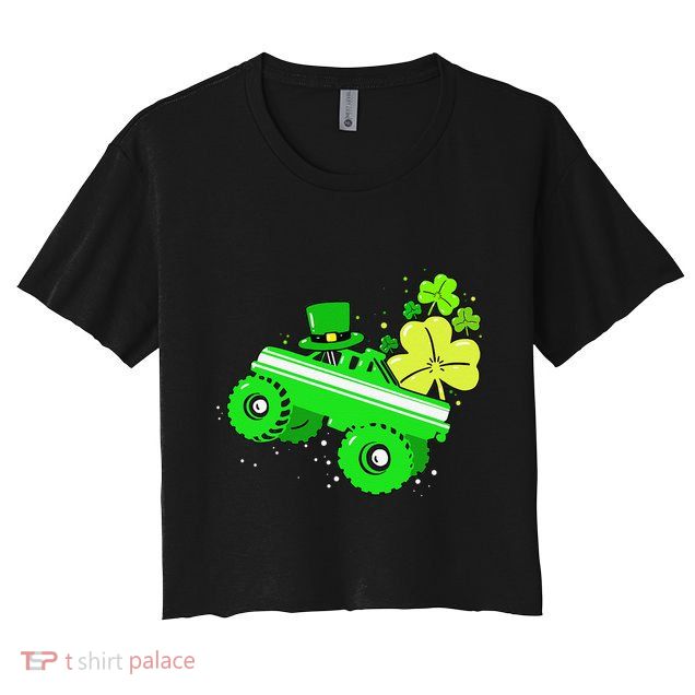 Leprechaun Monster Truck Shamrock St Patrick Day Crop Top