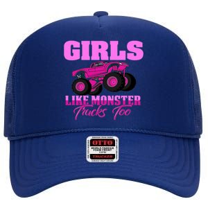 Like Monster Trucks Too High Crown Mesh Back Trucker Hat