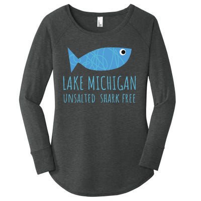 Lake Michigan Unsalted Shark Free Great Lakes Fishing Lover Women's Perfect Tri Tunic Long Sleeve Shirt