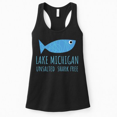 Lake Michigan Unsalted Shark Free Great Lakes Fishing Lover Womens Tank Top