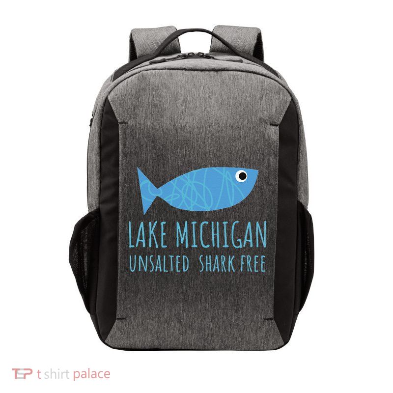 Lake Michigan Unsalted Shark Free Great Lakes Fishing Lover Vector Backpack