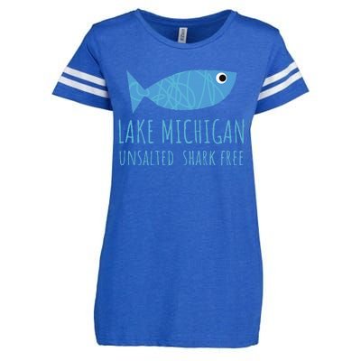 Lake Michigan Unsalted Shark Free Great Lakes Fishing Lover Enza Ladies Jersey Football T-Shirt