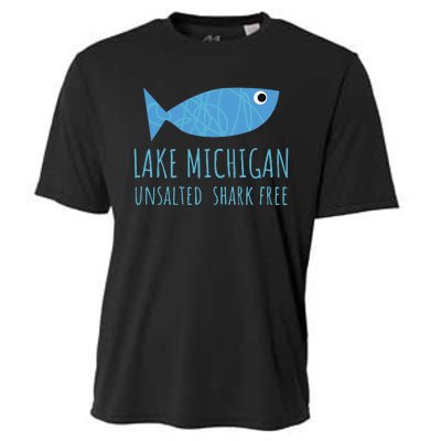 Lake Michigan Unsalted Shark Free Great Lakes Fishing Lover Cooling Performance Crew T-Shirt