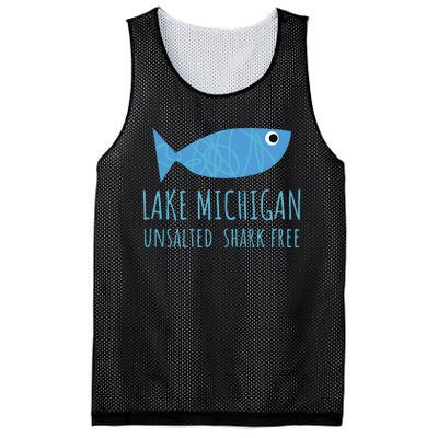 Lake Michigan Unsalted Shark Free Great Lakes Fishing Lover Mesh Reversible Basketball Jersey Tank