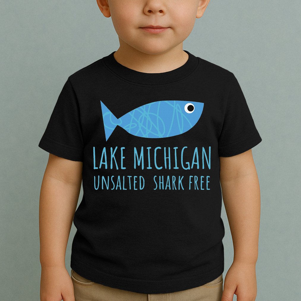 Lake Michigan Unsalted Shark Free Great Lakes Fishing Lover Toddler T-Shirt