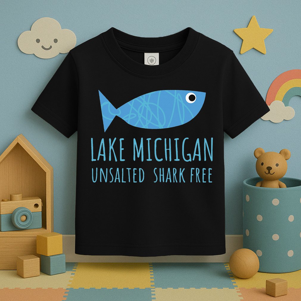 Lake Michigan Unsalted Shark Free Great Lakes Fishing Lover Toddler T-Shirt