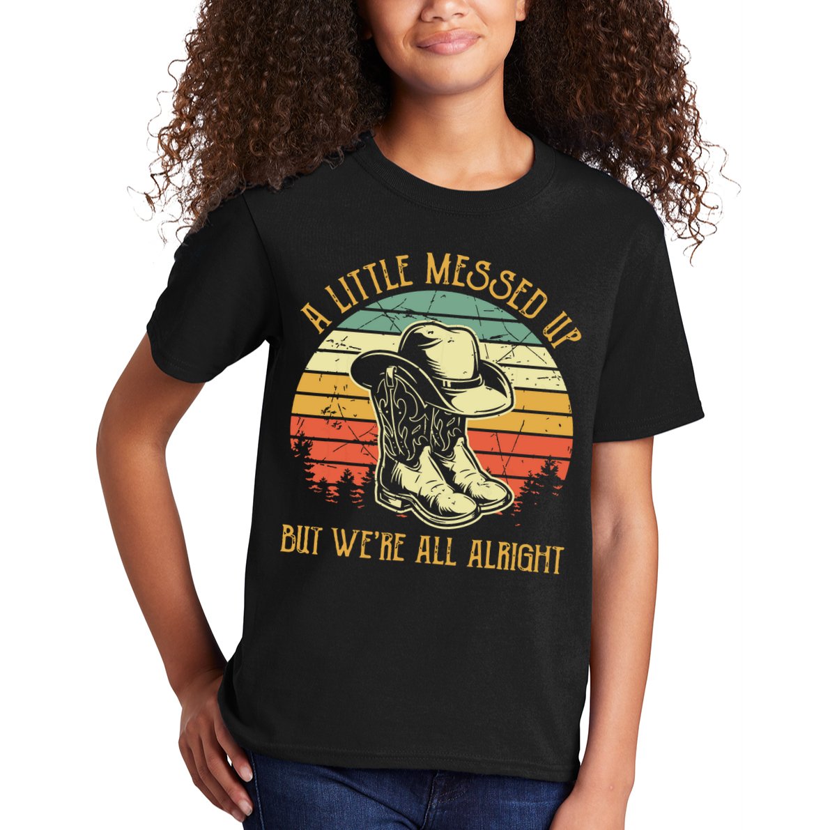 Little Messed Up But Were All Alright Country Music Kids T-Shirt
