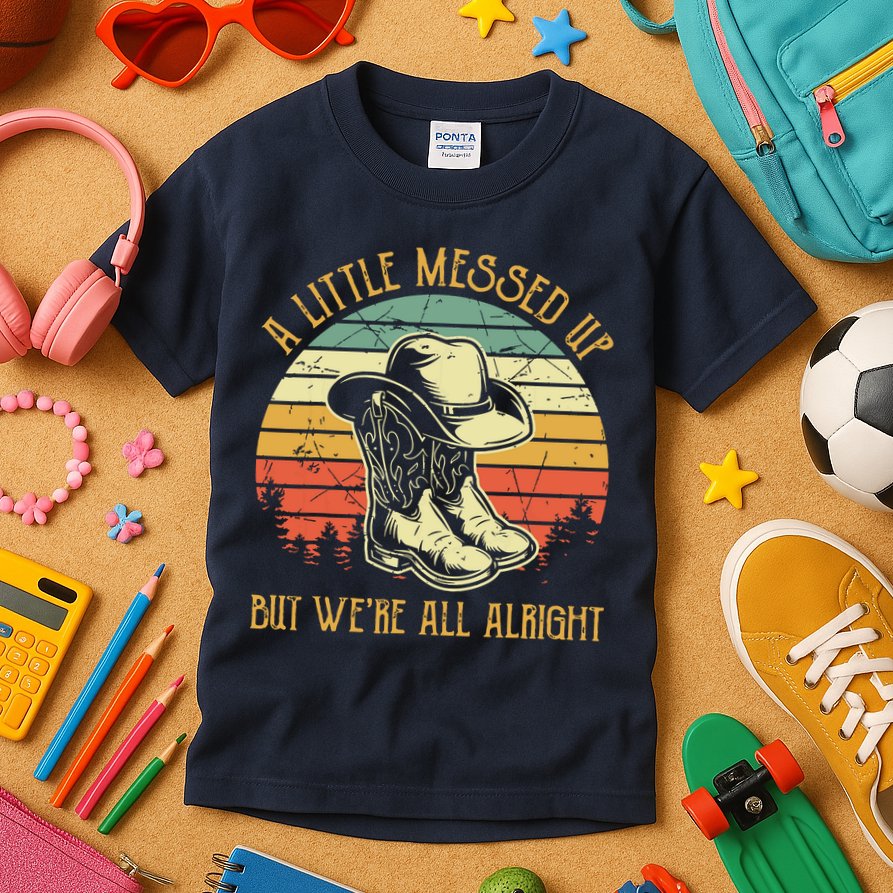 Little Messed Up But Were All Alright Country Music Kids T-Shirt