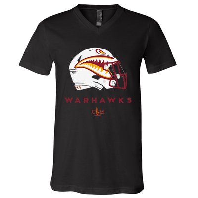 Louisiana Monroe Ulm Warhawks All Season Football Helmet V-Neck T-Shirt