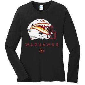 Louisiana Monroe Ulm Warhawks All Season Football Helmet Ladies Long Sleeve Shirt