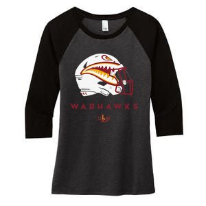 Louisiana Monroe Ulm Warhawks All Season Football Helmet Women's Tri-Blend 3/4-Sleeve Raglan Shirt