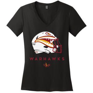 Louisiana Monroe Ulm Warhawks All Season Football Helmet Women's V-Neck T-Shirt