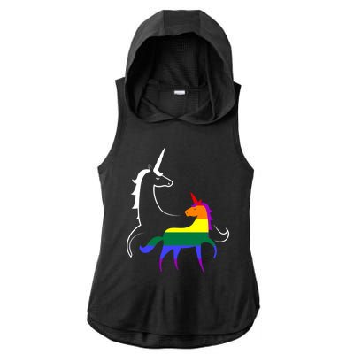 Lgbtq Mama Unicorn Pride Rainbow Mom Funny Gift Ladies PosiCharge Tri-Blend Wicking Draft Hoodie Tank