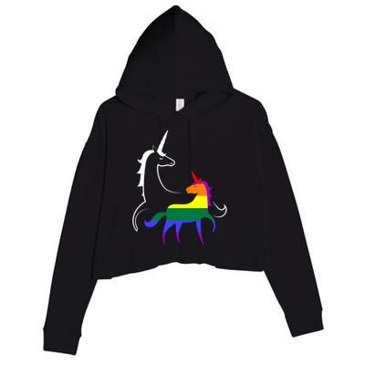 Lgbtq Mama Unicorn Pride Rainbow Mom Funny Gift Crop Fleece Hoodie