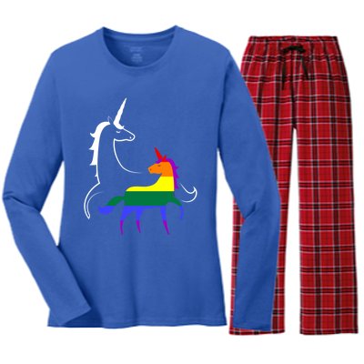 Lgbtq Mama Unicorn Pride Rainbow Mom Funny Gift Women's Long Sleeve Flannel Pajama Set 